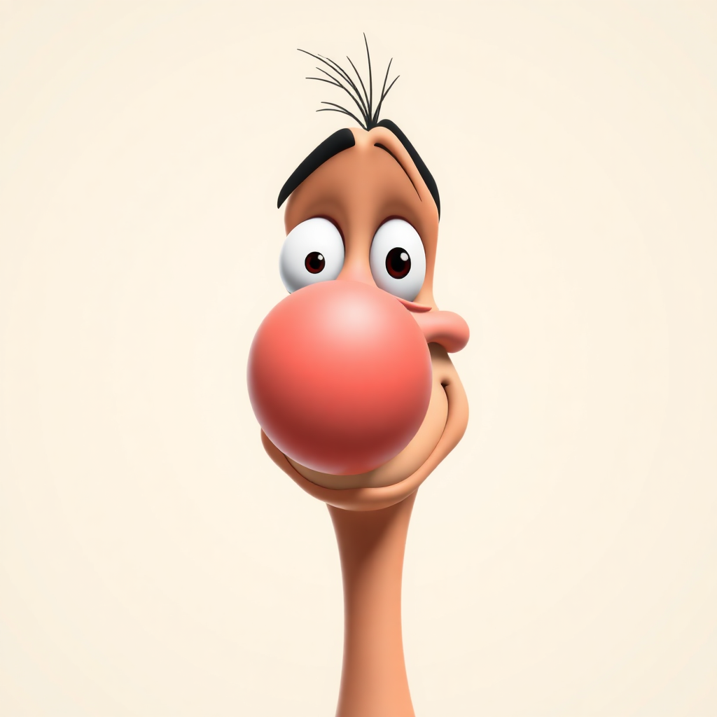 A cartoonish caricature with an exaggerated nose.
